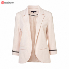 2016 Womens Candy Color Rolled Up Three Quarter Sleeve OL No-Buckle Blazer Jacket Small Suits VS-6029