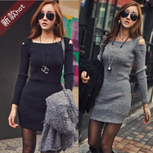 Autumn female fashion sexy slim one-piece dress plus size long-sleeve slim hip