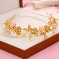 140 bridal headdress hair accessories retro matte gold porcelain flower alloy rhinestone bridal accessories bridal jewelry