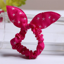 summer style hair accessory Hair band Polka dot leopard trip hair rope Rabbit Ears scrunchy Hair