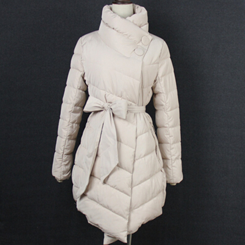Winter Jacket Women Thick Long Sleeve Long Style Parkas For Women Fashion Belt Irregular Winter Coat