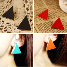 ER067 Girls fashion punk style colorful candy-colored geometric triangular Stud Earrings for Women jewelry accessories 7 colors