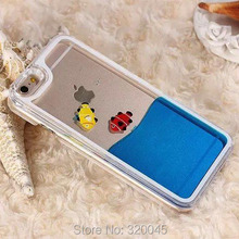 Dynamic Liquid sea fish Case For iphone6 4.7″ Crystal Clear Cellphone hard Back Cover For Apple iphone 6 Plus