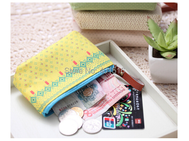 Fashion Cute Floral Canvas Fabric Purse Korea Style Kawaii Zipper
