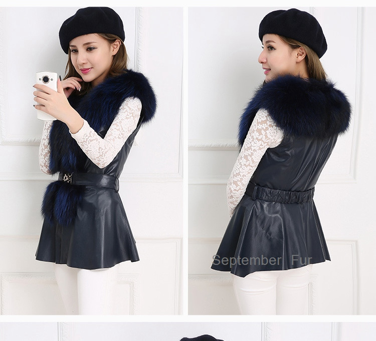leather and fur collar waistcoat for women (5)