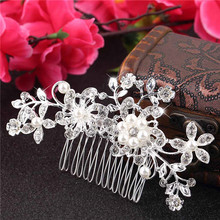 1pc High Quality Fashion Bridal Wedding Flower Crystal Rhinestones Pearls Women Hair Clip Comb Hair Pin