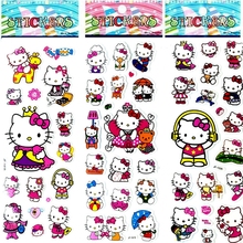3Pcs / lot Bubble Stickers 3D Cartoon Hello Kitty Animals Cat Classic Toys Scrapbook For Kids Children Gift Reward Sticker