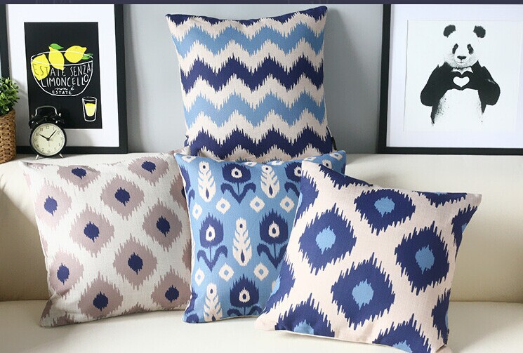 4pcs Geometric rhomboid office Pillow Cushion, Blue Sofa Cushion, Pillow Cover, Decorative Pillow, Throw Pillow,Cushion Cover