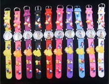 Envío gratis 10 unids/lote 3D de dibujos animados blancanieves de silicona niños muchachas de los niños de cuarzo reloj Casual relojes del reloj para el regalo navidad