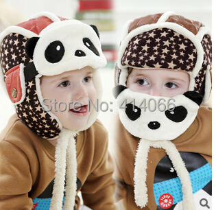 Lovely Panda Hats Baby Caps Kids Aviator Hat Bomber Winter Cap Children Masks Warm All For