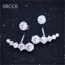Fashion Ear Jacket 925 Silver Jewelry With Zircon Earrings Minimalist Ear Climber Crawlers Earring Jackets For Wedding Gift