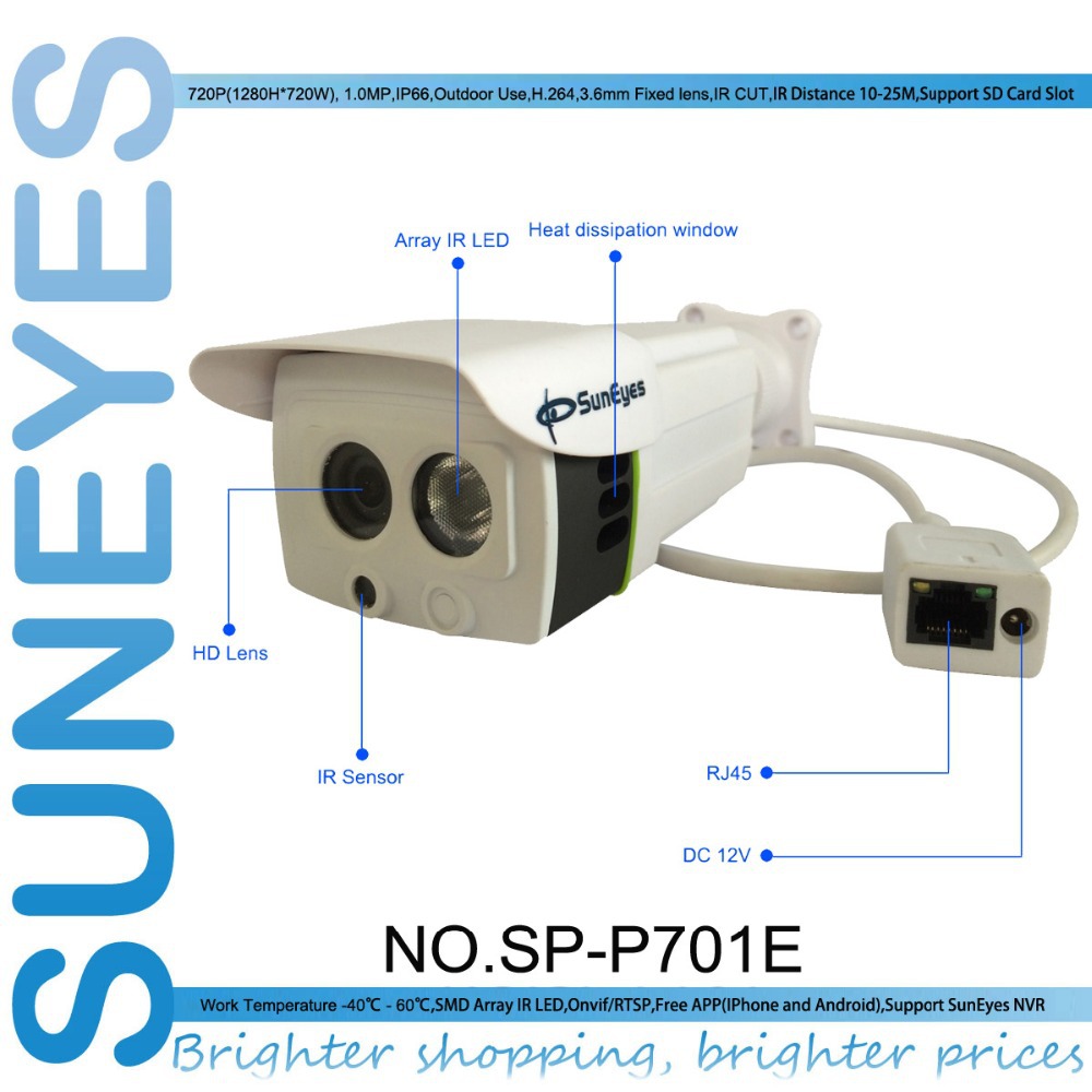 SunEyes SP P701E IP Camera Outdoor 720P 1 0MP HD Waterproof IP66 Mini ONVIF and RTSP