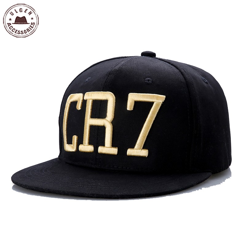 New Cristiano Ronaldo CR7 Black Baseball Caps hip hop Sports Snapback hat unisex flat brim hats