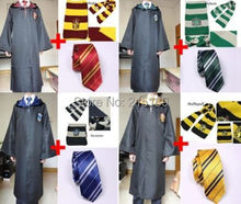 Harry Potter Gryffindor/Slytherin/Hufflepuff/Ravenclaw Cloak Robe/Scarf/Tie Set HALLOWEEN