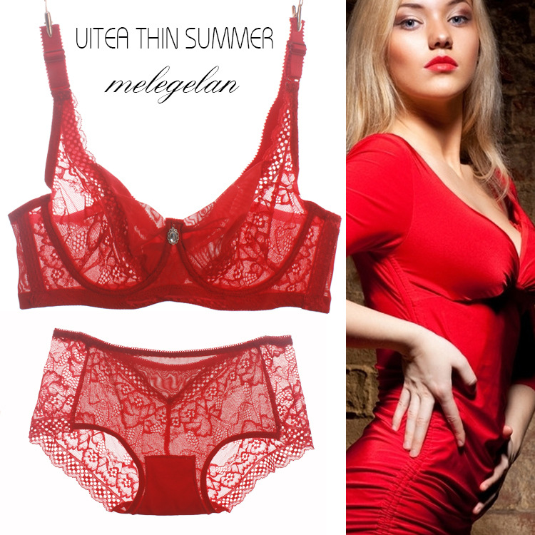 Large Size Ladies Underwear Set For Big Cup B C D Sexy Nylon Bra Set Lace Bedding Set Red Intimates Free Shipping Size 40 42 44