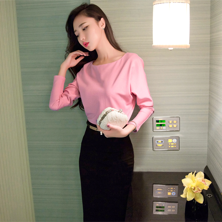 2015 spring new Korean Women OL temperament ladies fashion bat-sleeved dress package hip skirt dress