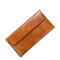 Vintage Concise Thin Money Clip Occident Style Fashion Simple Cowhide Long Wallet Women Designer Flap Magnetic