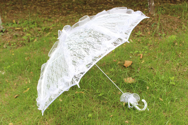 1 pc lot New Elegant Handmade 8 Color Bridal Umbrella Non automatic Lace Parasol Umbrella