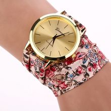 Hot New brand luxury geneva watch women Fabric Analog Quartz Bracelet Dress Wrist Watch White Pink