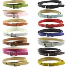 Factory Price Sweetness Womens Faux Leather Belts Candy Color Thin Skinny Waistband Adjustable Belt