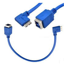 90 Degree Left Angle Micro USB3.0 B Male to Printer Port USB 3.0 B Female M/F Adapter Jack Data Cable Cord