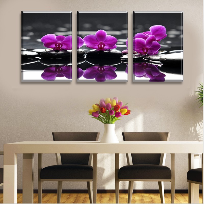 3 Piece Modern Wall Canvas Printing Flower Orchid Home Decoration Flowers Art Picture Paint On Canvas Prints For Living Room