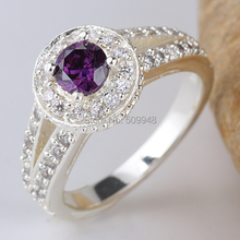 Womens Simulated Diamond Green Emerald Red Ruby Purple Amethyst Real Band Sterling Silver 925 Ring WEDN