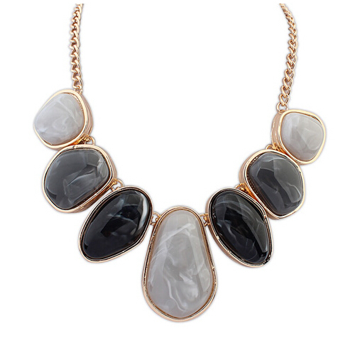 Brand designer Exaggerated punk Geometry big gem bib necklace Colorful Stone Pendant Statement jewelry for women