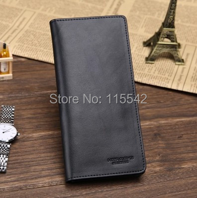 Harrms male cowhide purse clip thin long design cowhide wallet male wallet black