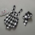 Summer Baby Girls kid Climbing Sleeveless Leotard Clothes Plaid Suspenders Romper Head Scarf Infant Jumpsuit Free