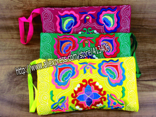 3 pc set of Vintage Hmong Thai Indian Ethnic cosmetic Hobo Hippie makeup holder wallet bag