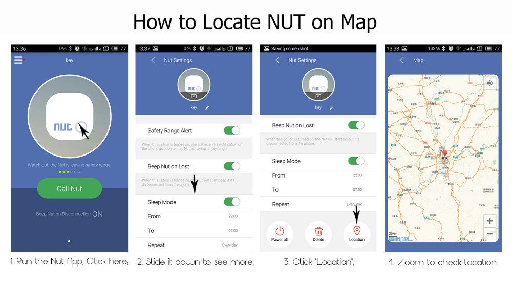 how to locate NUT on map