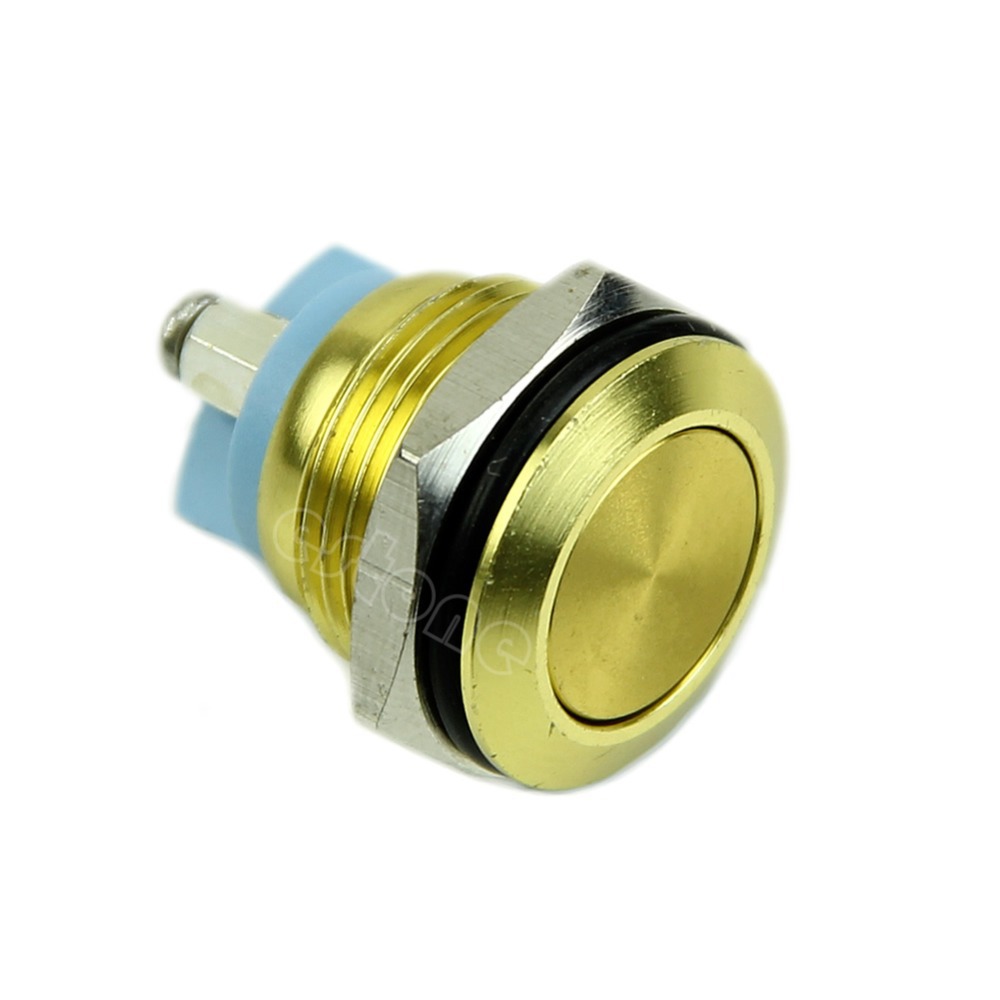 Free Shipping 16mm Start Horn Button Momentary Stainless Steel Metal Push Button Switch Yellow