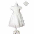 2016 baby custom Hand beaded long christening gowns Girls Communion dress white ivory 1187