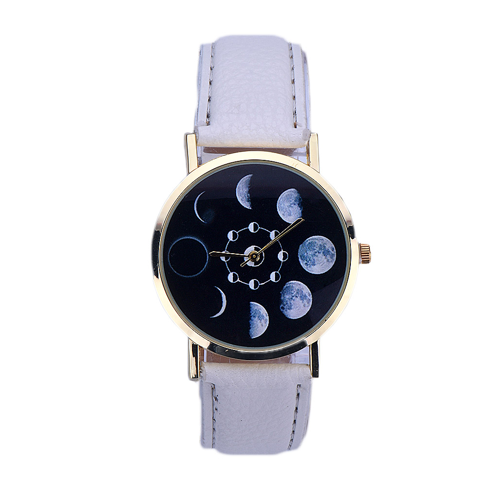 Relojes Mujer Lunar Eclipse Pattern Wristwatch Women's Leather Analog Quartz-Watch Relogio Feminino Unisex Men's Casual Watches