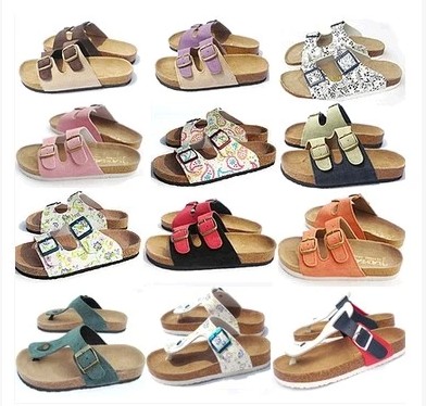 2016 nuevo Unisex Summer corcho ocasional hebilla Color mezclado zuecos zapatillas mujeres Flip Flop de san
