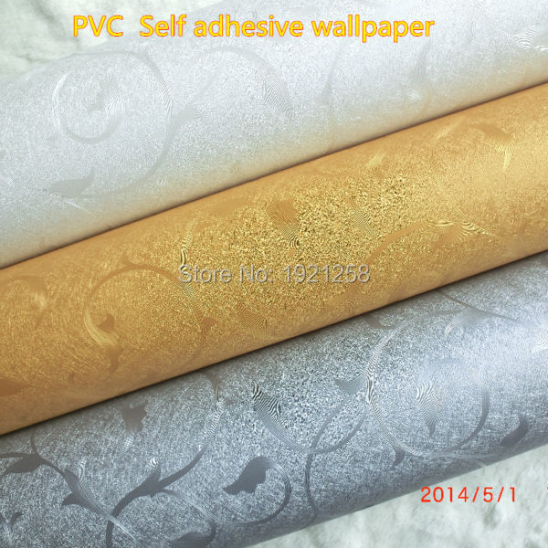0.6*5m Self Adhesive Leaves Wallpaper Vinyl Rolls Wall Paper Rose Waterproof Bedroom papel de parede Listrado Gold Silver