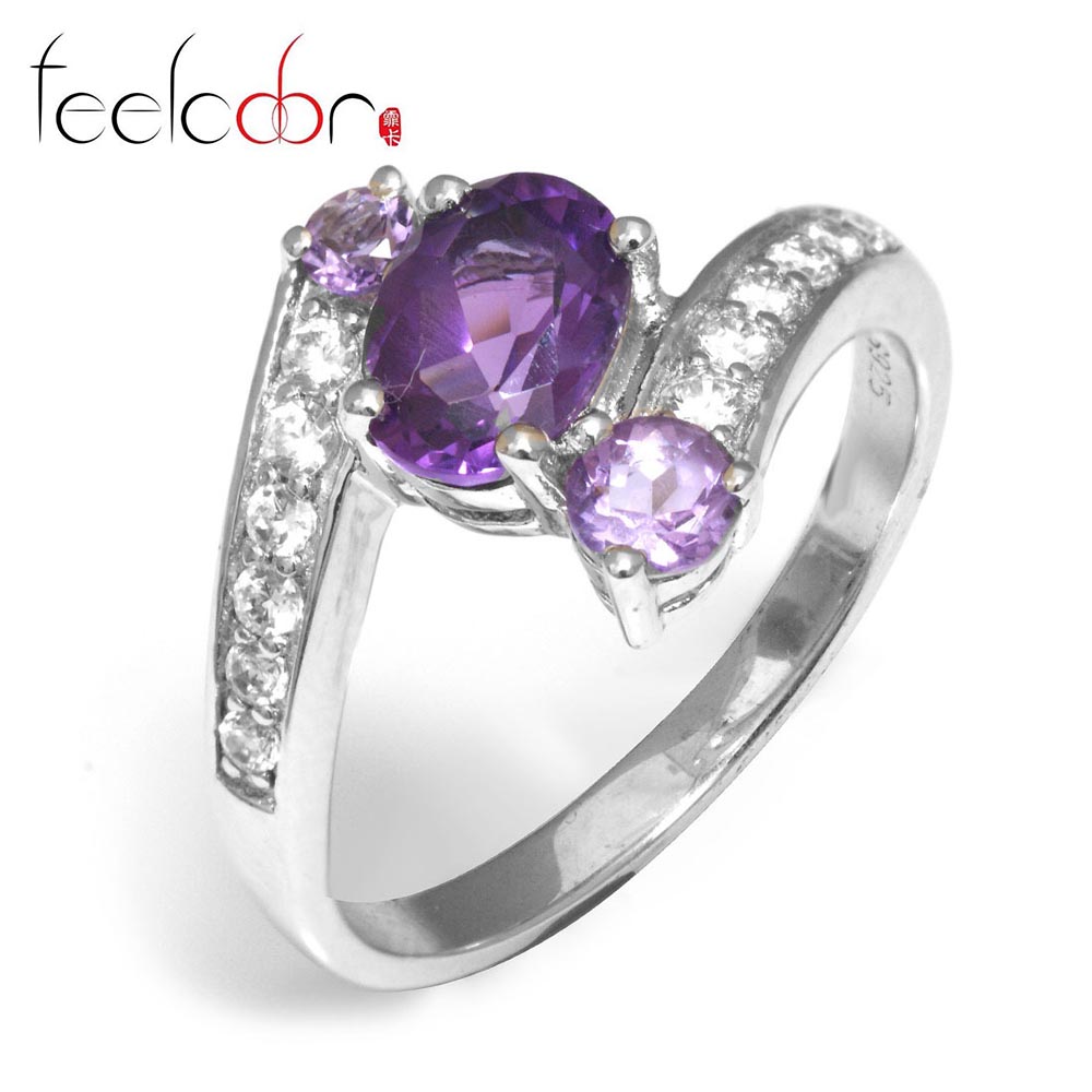 Genuine Amethyst Ring Gemstone Solid 925 Sterling Silver 2015 Brand New For Women Hot Sale Fabulous Vintage Charm Gift Jewelry
