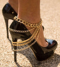 Sexy Lady Anklet Row Wave Gold Silver Chain High Heel Shoe Foot Ankle Bracelet