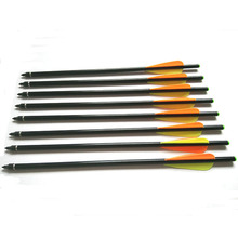 12pcs/lot  Whole Archery Hunter Nocks Fletched Arrows Fiberglass Target Bow Practice Crossbow Bolt Outdoor Sport  34cm length