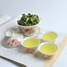 High Quality 4 PCS SET Bone China Tea Sets pink blue and white gaiwan tea porcelain