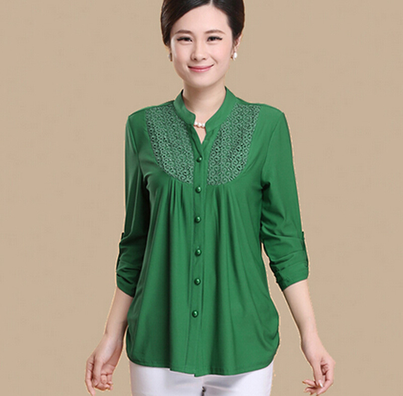 2015 New middle-aged and old women solid Blouse & ...