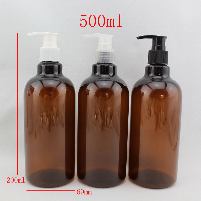 500ml X 12 empty round lotion pump cosmetic bottle container  amber shampoo containers with liquid sosap dispenser refill bottle