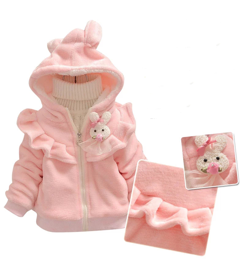 2015 new autumn and winter children bunny clothing child clothes baby girl outerwear coat girl s