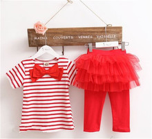 free shipping Kids set summer wear Short sleeve set Children clothing suit t shirt pants girls