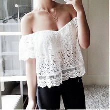 Newest Trendy Adult White Floral Croche Lace Short Sleeve Chiffon Blouse Casual Loose Tops Shirt LC25685 Feminine Blusas Summer