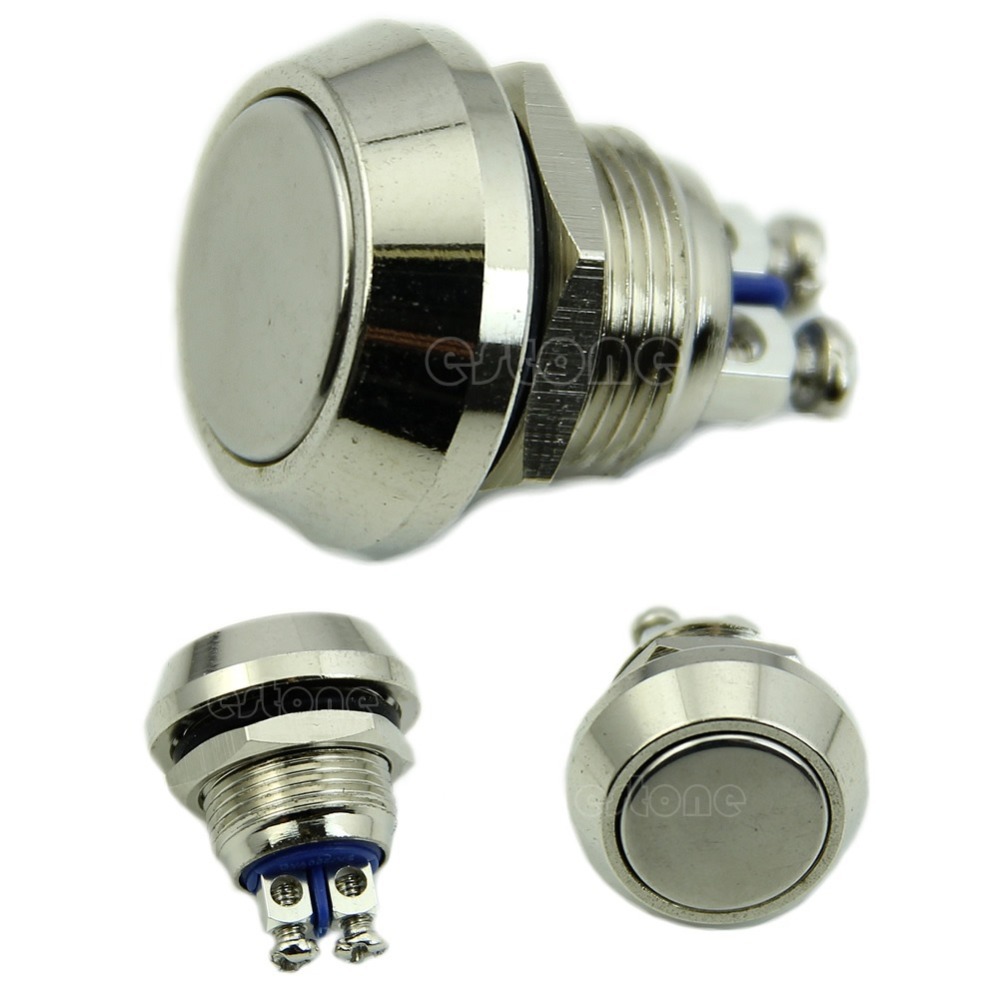 Free Shipping 12mm Start Horn Button Momentary Stainless Steel Metal Push Button Switch