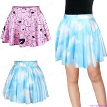 New Women 3D Pastel Clouds Pleated Tennis Mini Skirts Sports Kilts Pettiskirt Dance Miniskirt Skater Saia Blue Clouds Sky Skirt
