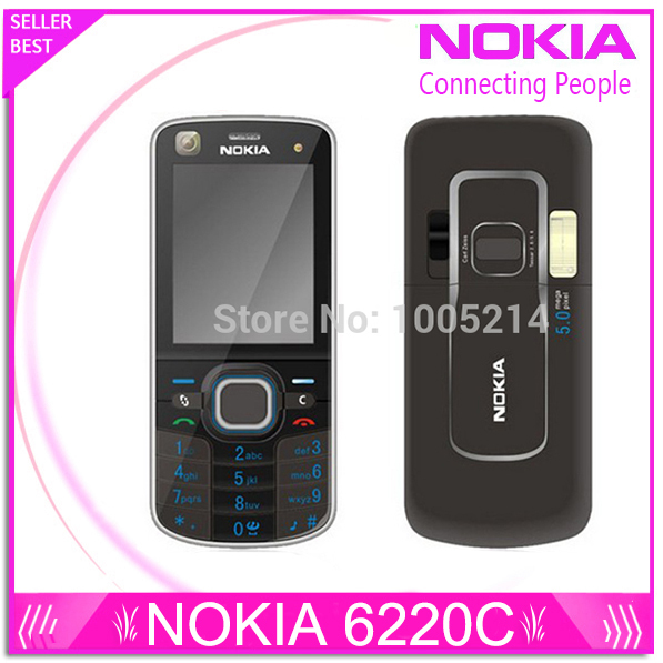 Refurbished Original Nokia 6220c Unlocked 6220 Classic Cell Phones GPS mp3 player FM radio Russian Keyboard