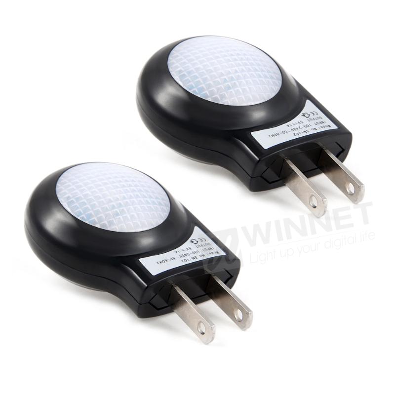 CroLED 2X Intelligent LED USB Multifunction Night Light 0.7W for Home Baby Indoor Black